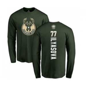 NBA Nike Milwaukee Bucks #77 Ersan Ilyasova Green Backer Long Sleeve T-Shirt