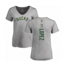 NBA Women's Nike Milwaukee Bucks #11 Brook Lopez Ash Backer T-Shirt