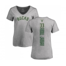 NBA Women's Nike Milwaukee Bucks #33 Kareem Abdul-Jabbar Ash Backer T-Shirt