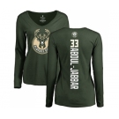 NBA Women's Nike Milwaukee Bucks #33 Kareem Abdul-Jabbar Green Backer Long Sleeve T-Shirt