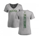 NBA Women's Nike Milwaukee Bucks #34 Giannis Antetokounmpo Ash Backer T-Shirt