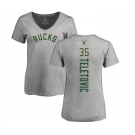 NBA Women's Nike Milwaukee Bucks #35 Mirza Teletovic Ash Backer T-Shirt