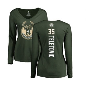 NBA Women's Nike Milwaukee Bucks #35 Mirza Teletovic Green Backer Long Sleeve T-Shirt