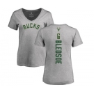 NBA Women's Nike Milwaukee Bucks #6 Eric Bledsoe Ash Backer T-Shirt