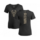 NBA Women's Nike Milwaukee Bucks #77 Ersan Ilyasova Black One Color Backer Slim-Fit V-Neck T-Shirt