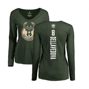 NBA Women's Nike Milwaukee Bucks #8 Matthew Dellavedova Green Backer Long Sleeve T-Shirt