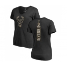 NBA Women's Nike Milwaukee Bucks #9 Donte DiVincenzo Black One Color Backer Slim-Fit V-Neck T-Shirt