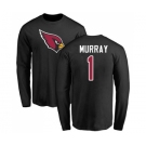 Football Arizona Cardinals #1 Kyler Murray Black Name & Number Logo Long Sleeve T-Shirt