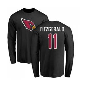 Football Arizona Cardinals #11 Larry Fitzgerald Black Name & Number Logo Long Sleeve T-Shirt