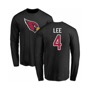 Football Arizona Cardinals #4 Andy Lee Black Name & Number Logo Long Sleeve T-Shirt