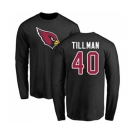 Football Arizona Cardinals #40 Pat Tillman Black Name & Number Logo Long Sleeve T-Shirt