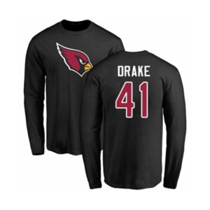 Football Arizona Cardinals #41 Kenyan Drake Black Name & Number Logo Long Sleeve T-Shirt