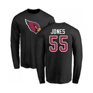 Football Arizona Cardinals #55 Chandler Jones Black Name & Number Logo Long Sleeve T-Shirt