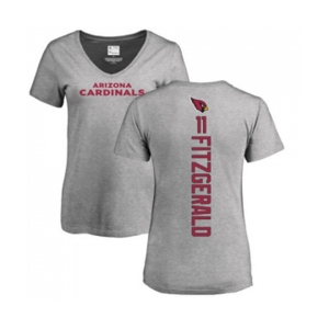 Football Women's Arizona Cardinals #11 Larry Fitzgerald Ash Backer V-Neck T-Shirt