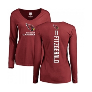 Football Women's Arizona Cardinals #11 Larry Fitzgerald Maroon Backer Long Sleeve T-Shirt