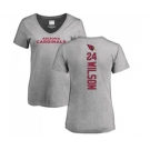 Football Women's Arizona Cardinals #24 Adrian Wilson Ash Backer V-Neck T-Shirt