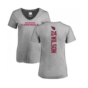 Football Women's Arizona Cardinals #24 Adrian Wilson Ash Backer V-Neck T-Shirt