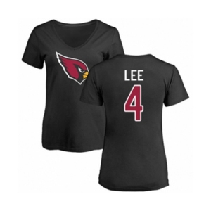 Football Women's Arizona Cardinals #4 Andy Lee Black Name & Number Logo T-Shirt
