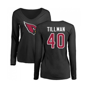 Football Women's Arizona Cardinals #40 Pat Tillman Black Name & Number Logo Long Sleeve T-Shirt