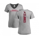 Football Women's Arizona Cardinals #55 Chandler Jones Ash Backer V-Neck T-Shirt