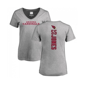 Football Women's Arizona Cardinals #55 Chandler Jones Ash Backer V-Neck T-Shirt