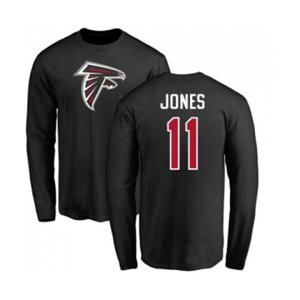 Football Atlanta Falcons #11 Julio Jones Black Name & Number Logo Long Sleeve T-Shirt