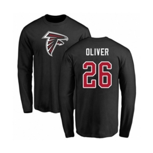 Football Atlanta Falcons #26 Isaiah Oliver Black Name & Number Logo Long Sleeve T-Shirt