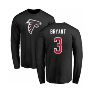 Football Atlanta Falcons #3 Matt Bryant Black Name & Number Logo Long Sleeve T-Shirt