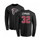 Football Atlanta Falcons #32 Johnathan Cyprien Black Name & Number Logo Long Sleeve T-Shirt