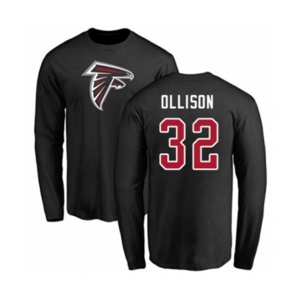 Football Atlanta Falcons #32 Qadree Ollison Black Name & Number Logo Long Sleeve T-Shirt