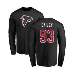 Football Atlanta Falcons #93 Allen Bailey Black Name & Number Logo Long Sleeve T-Shirt
