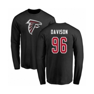 Football Atlanta Falcons #96 Tyeler Davison Black Name & Number Logo Long Sleeve T-Shirt