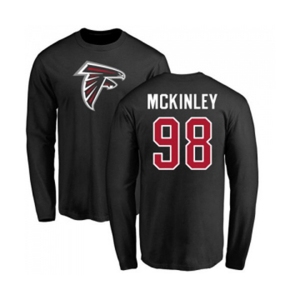 Football Atlanta Falcons #98 Takkarist McKinley Black Name & Number Logo Long Sleeve T-Shirt