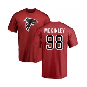 Football Atlanta Falcons #98 Takkarist McKinley Red Name & Number Logo T-Shirt