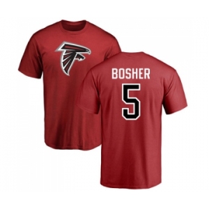 NFL Nike Atlanta Falcons #5 Matt Bosher Red Name & Number Logo T-Shirt