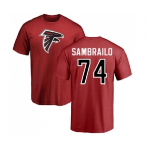 NFL Nike Atlanta Falcons #74 Ty Sambrailo Red Name & Number Logo T-Shirt
