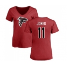 Football Women's Atlanta Falcons #11 Julio Jones Red Name & Number Logo T-Shirt