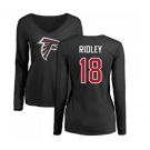 Football Women's Atlanta Falcons #18 Calvin Ridley Black Name & Number Logo Long Sleeve T-Shirt