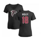 Football Women's Atlanta Falcons #18 Calvin Ridley Black Name & Number Logo T-Shirt