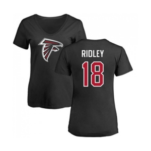 Football Women's Atlanta Falcons #18 Calvin Ridley Black Name & Number Logo T-Shirt