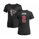 Football Women's Atlanta Falcons #2 Matt Ryan Black Name & Number Logo T-Shirt