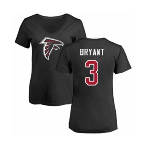 Football Women's Atlanta Falcons #3 Matt Bryant Black Name & Number Logo T-Shirt