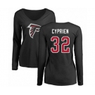 Football Women's Atlanta Falcons #32 Johnathan Cyprien Black Name & Number Logo Long Sleeve T-Shirt