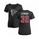 Football Women's Atlanta Falcons #32 Johnathan Cyprien Black Name & Number Logo T-Shirt