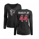 Football Women's Atlanta Falcons #44 Vic Beasley Black Name & Number Logo Long Sleeve T-Shirt