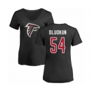 Football Women's Atlanta Falcons #54 Foye Oluokun Black Name & Number Logo T-Shirt