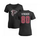 Football Women's Atlanta Falcons #80 Luke Stocker Black Name & Number Logo T-Shirt