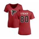 Football Women's Atlanta Falcons #80 Luke Stocker Red Name & Number Logo T-Shirt