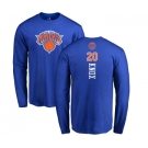 NBA Nike New York Knicks #20 Kevin Knox Royal Blue Backer Long Sleeve T-Shirt