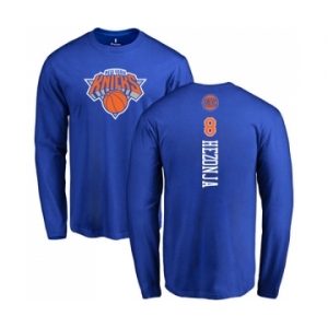 NBA Nike New York Knicks #8 Mario Hezonja Royal Blue Backer Long Sleeve T-Shirt